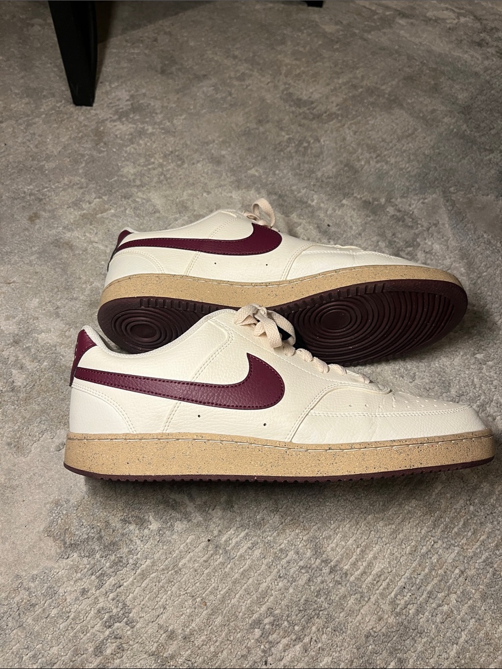 Nike Men's Court Vision Low Beetroot Cream and Burgundy